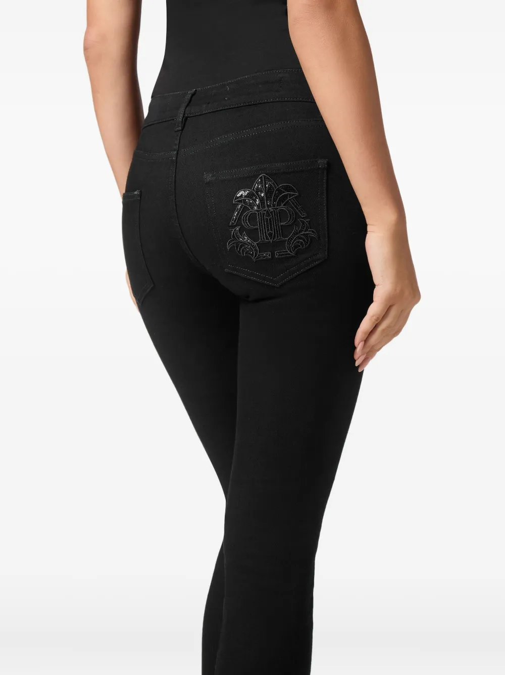 Philipp Plein logo-embellished jeans Zwart