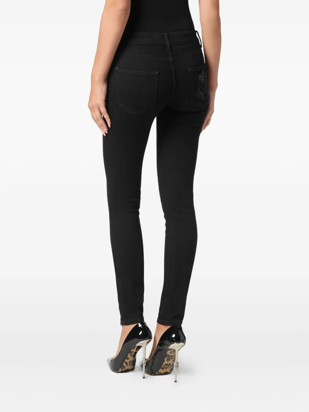 Philipp Plein logo-embellished jeans Zwart