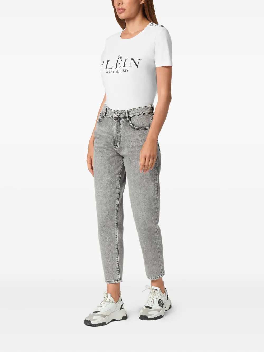 Philipp Plein logo-appliqué jeans - Grijs