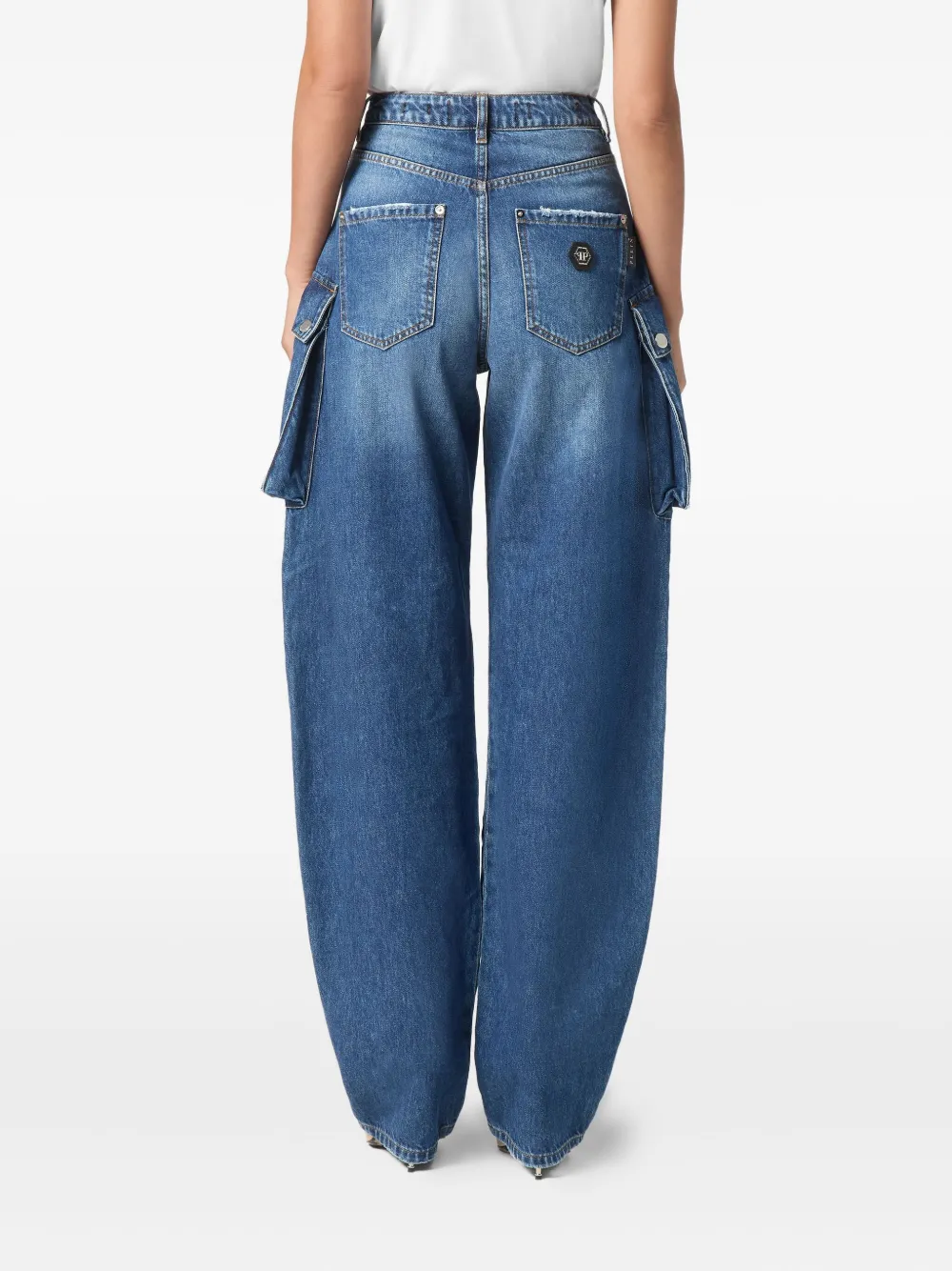 Philipp Plein Jeans met cargo zak Blauw
