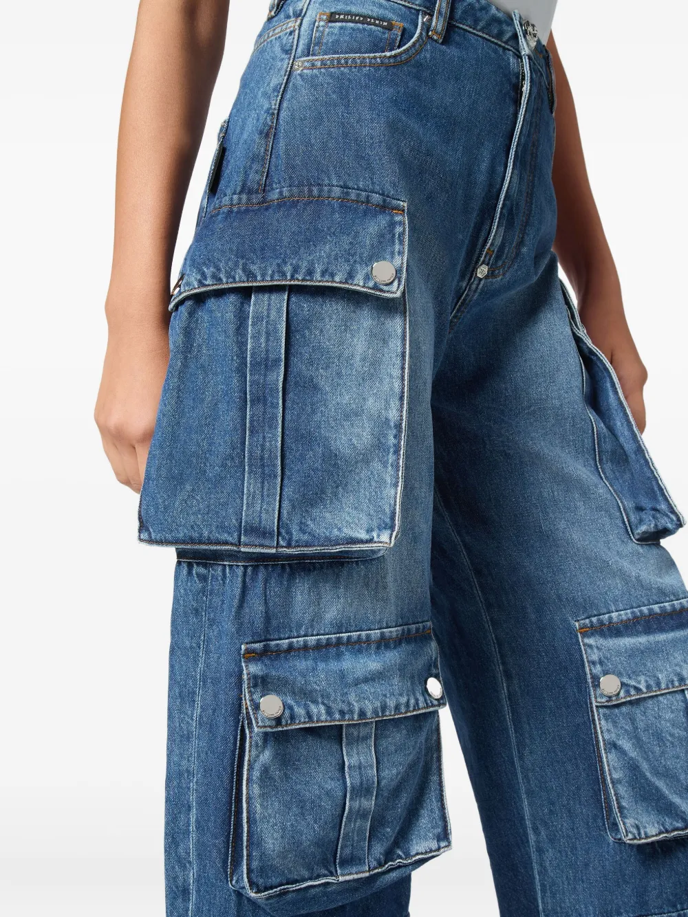 Philipp Plein Jeans met cargo zak Blauw