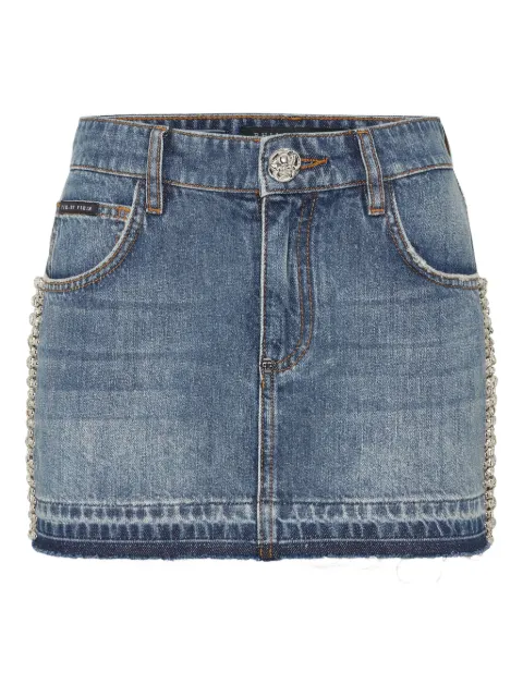 Philipp Plein rhinestone-embellished denim skirt 