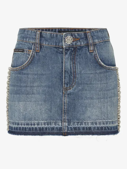 Philipp Plein rhinestone-embellished denim skirt 