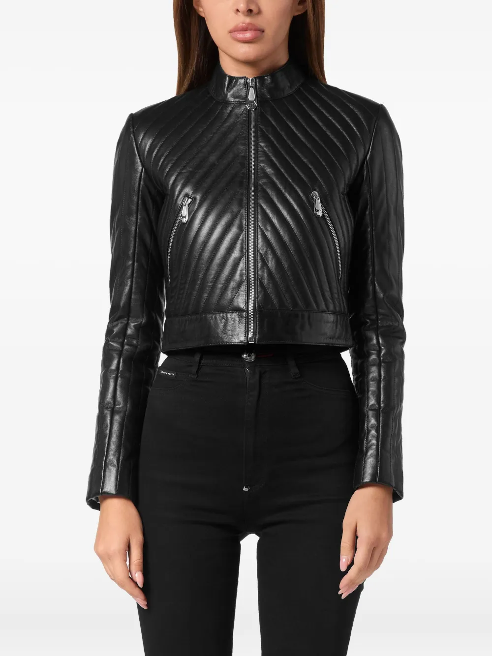 Philipp Plein Leren jack Zwart