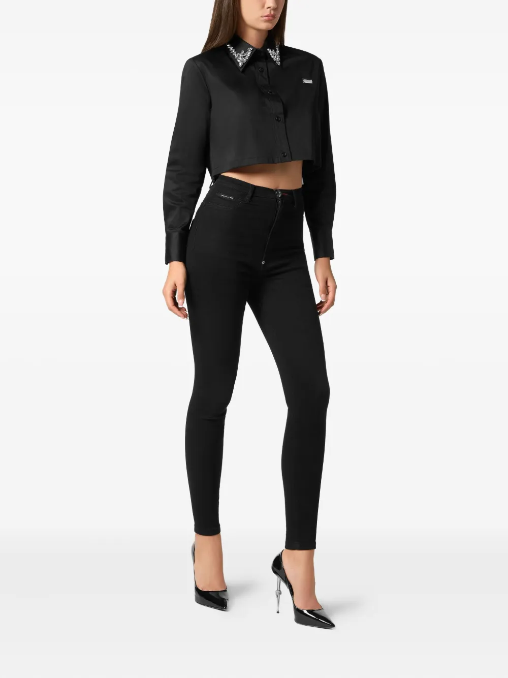 Philipp Plein Gothic Plein Cropped shirt - Zwart