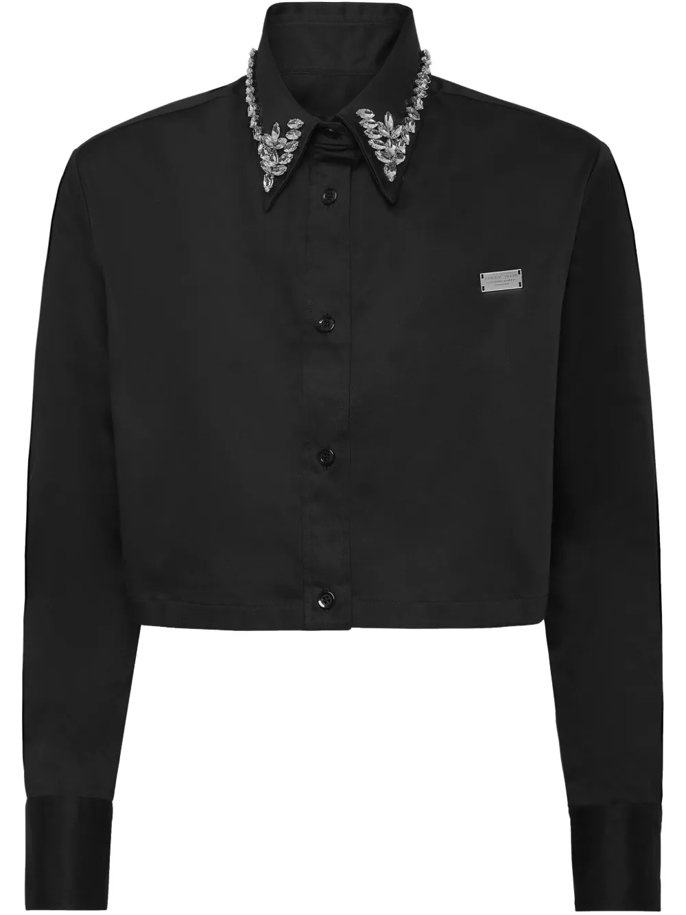 Shop Philipp Plein Gothic Plein Cropped Shirt In 黑色