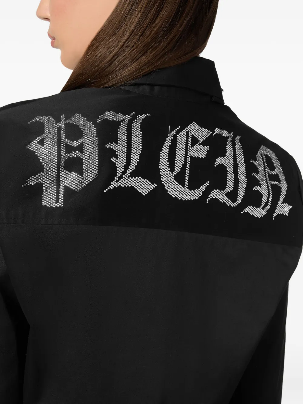 Shop Philipp Plein Gothic Plein Cropped Shirt In 黑色