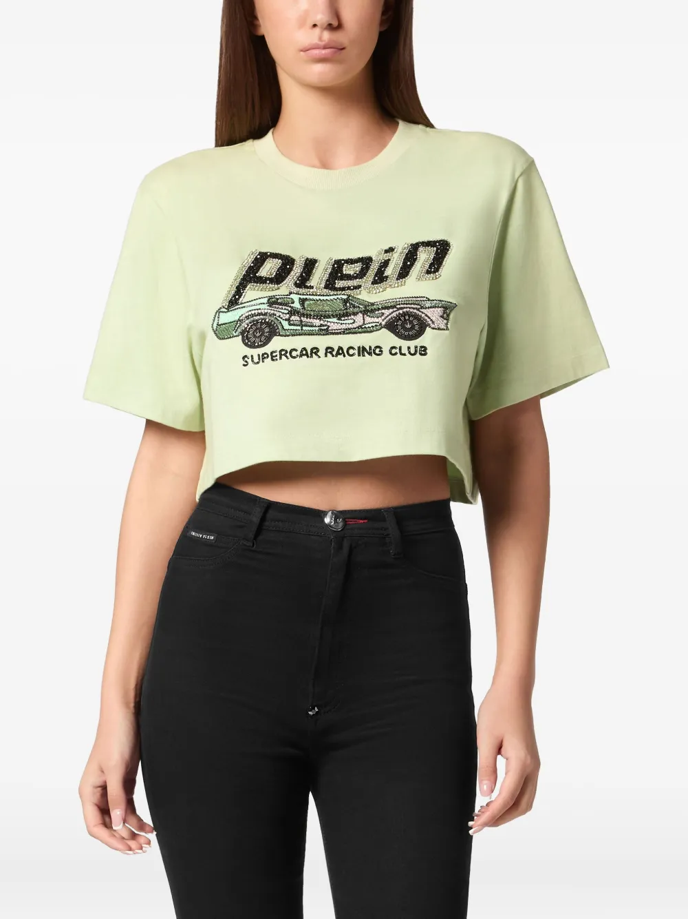 Philipp Plein Car cropped t-shirt - Groen