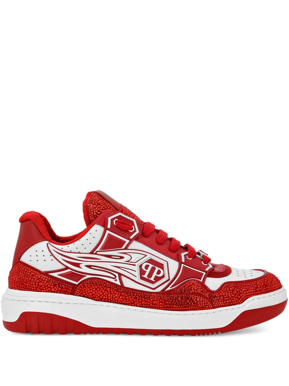 Philipp Plein leather low-top sneakers Red