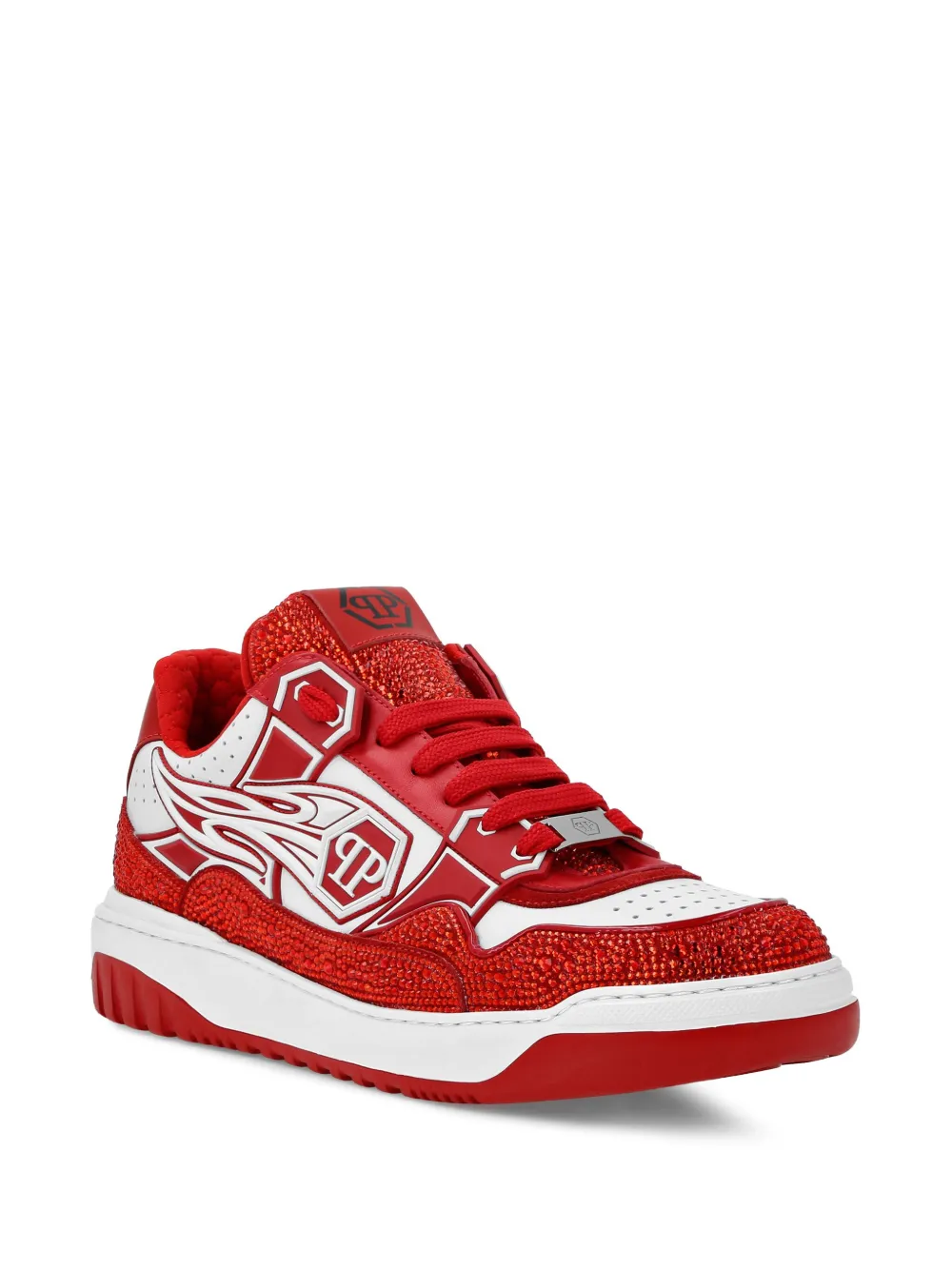 Philipp Plein leather low-top sneakers - Rood