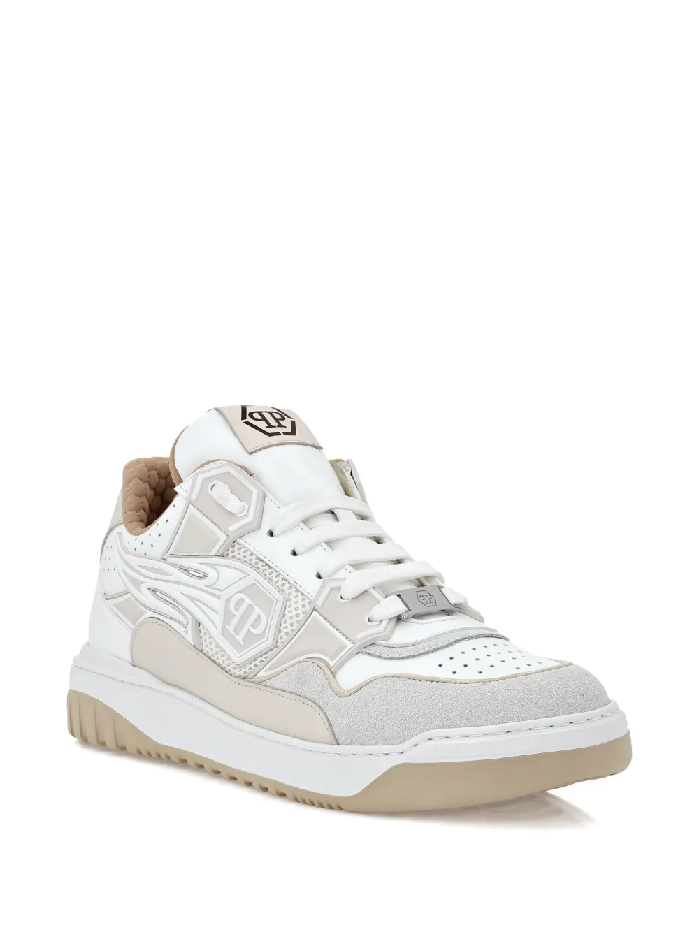 Philipp Plein Strass Hexagon Sneakers In Neutral