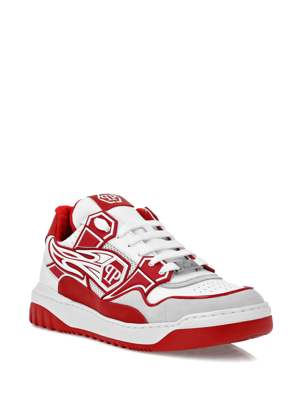 Philipp Plein Strass Hexagon Sneakers In Red
