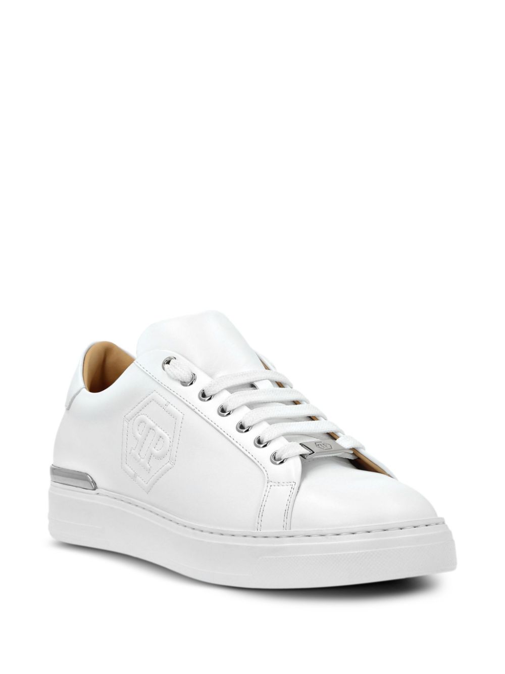 Philipp Plein embossed leather sneakers - Wit