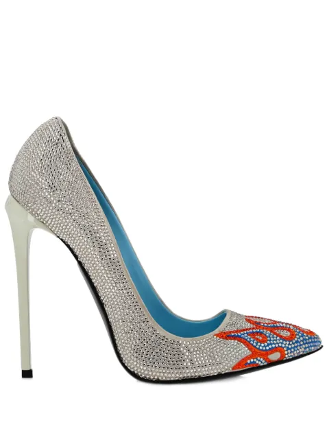 Philipp Plein Scarpin de camurça com strass 120mm
