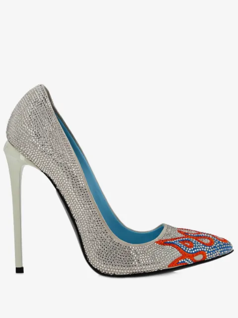 Philipp Plein 120mm rhinestone-embellished suede pumps