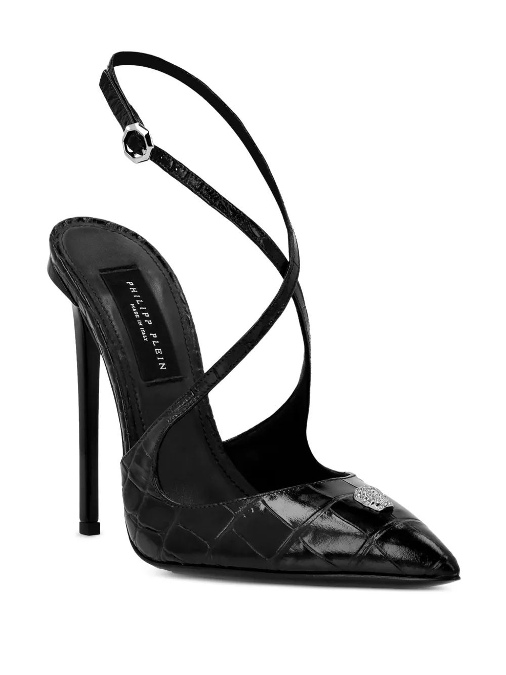 Philipp Plein Crossing Crocco-print pumps Black