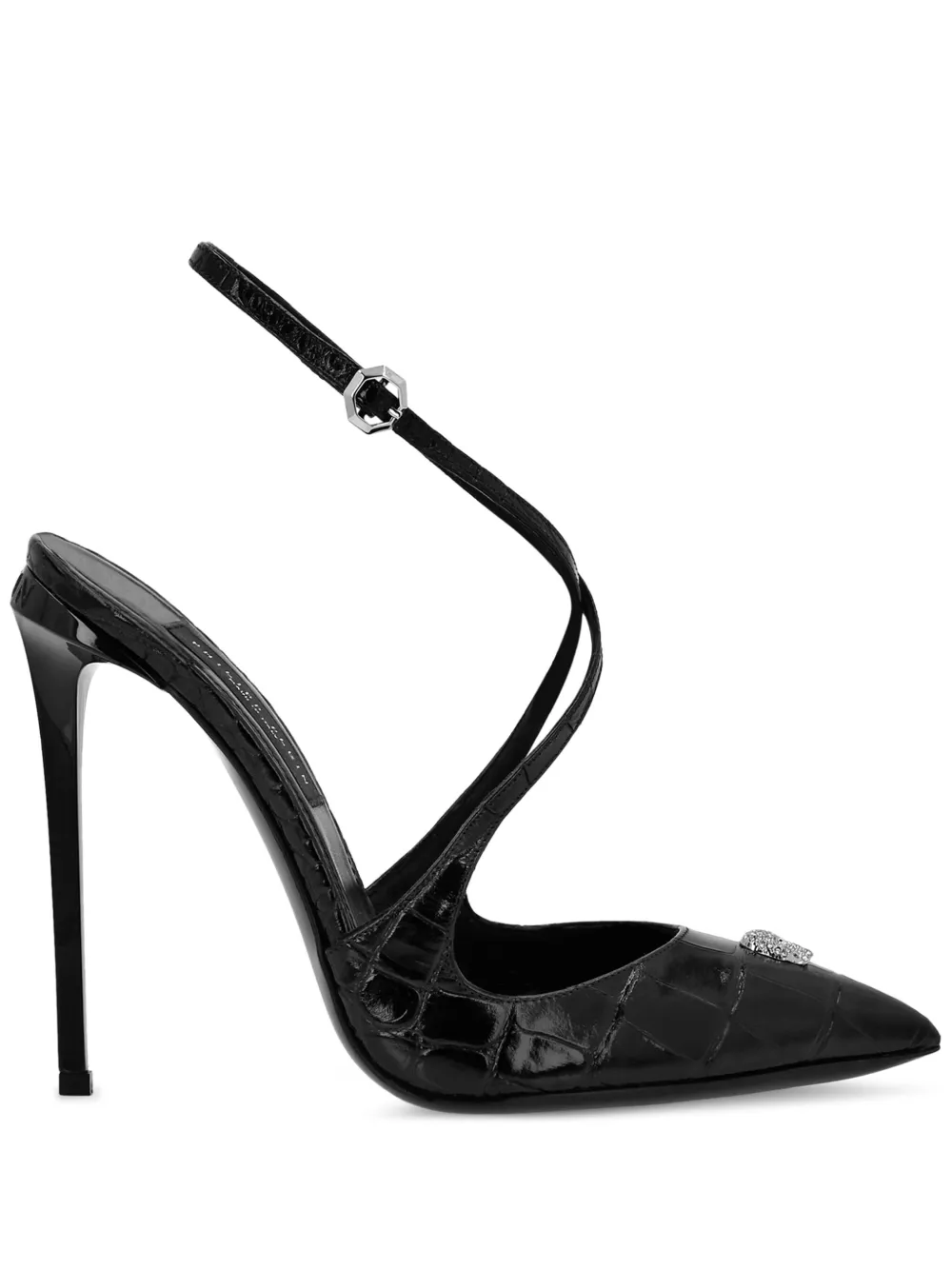 Philipp Plein Crossing Crocco-print pumps Black