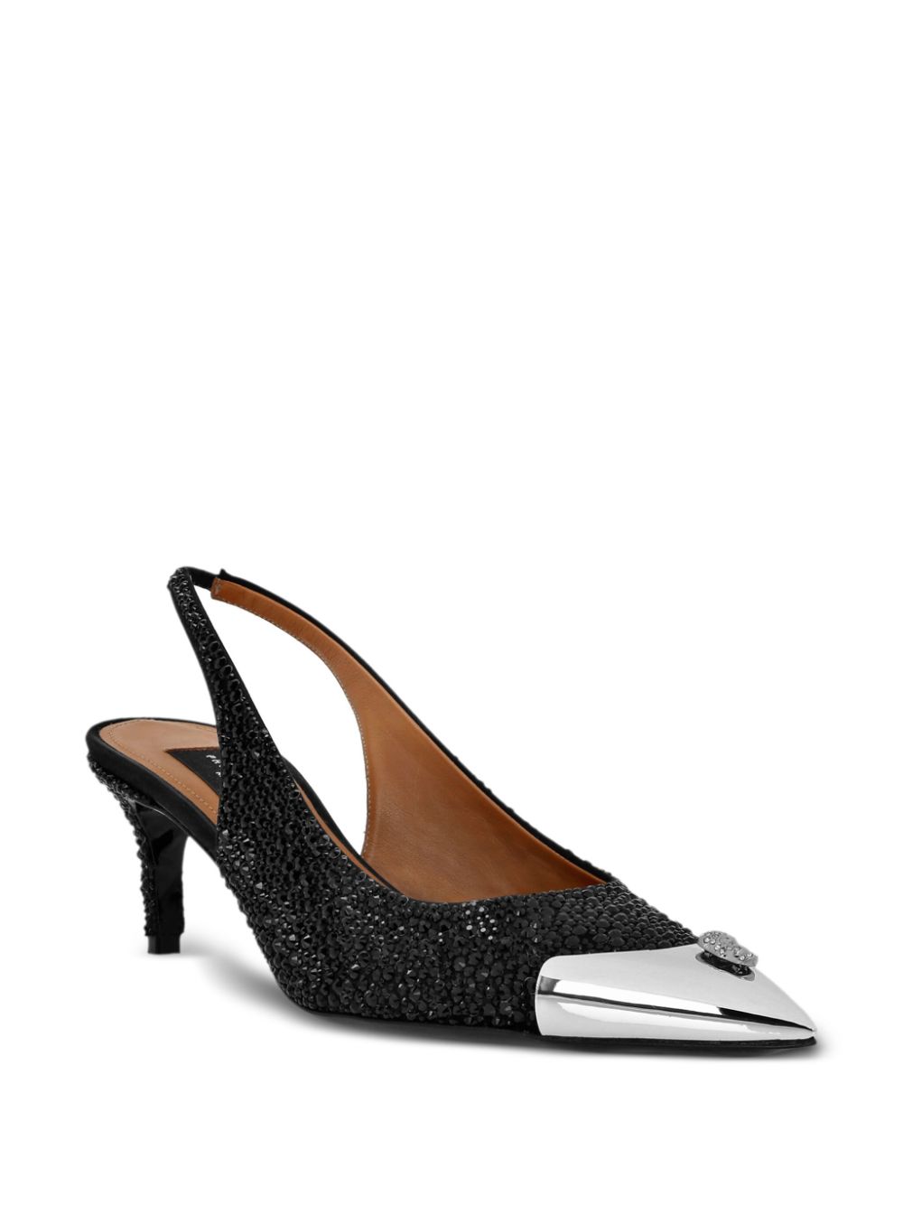 Philipp Plein sllingback mix strass pumps Black