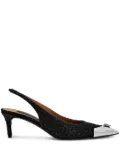 Philipp Plein 55mm sllingback mix strass pumps - Black