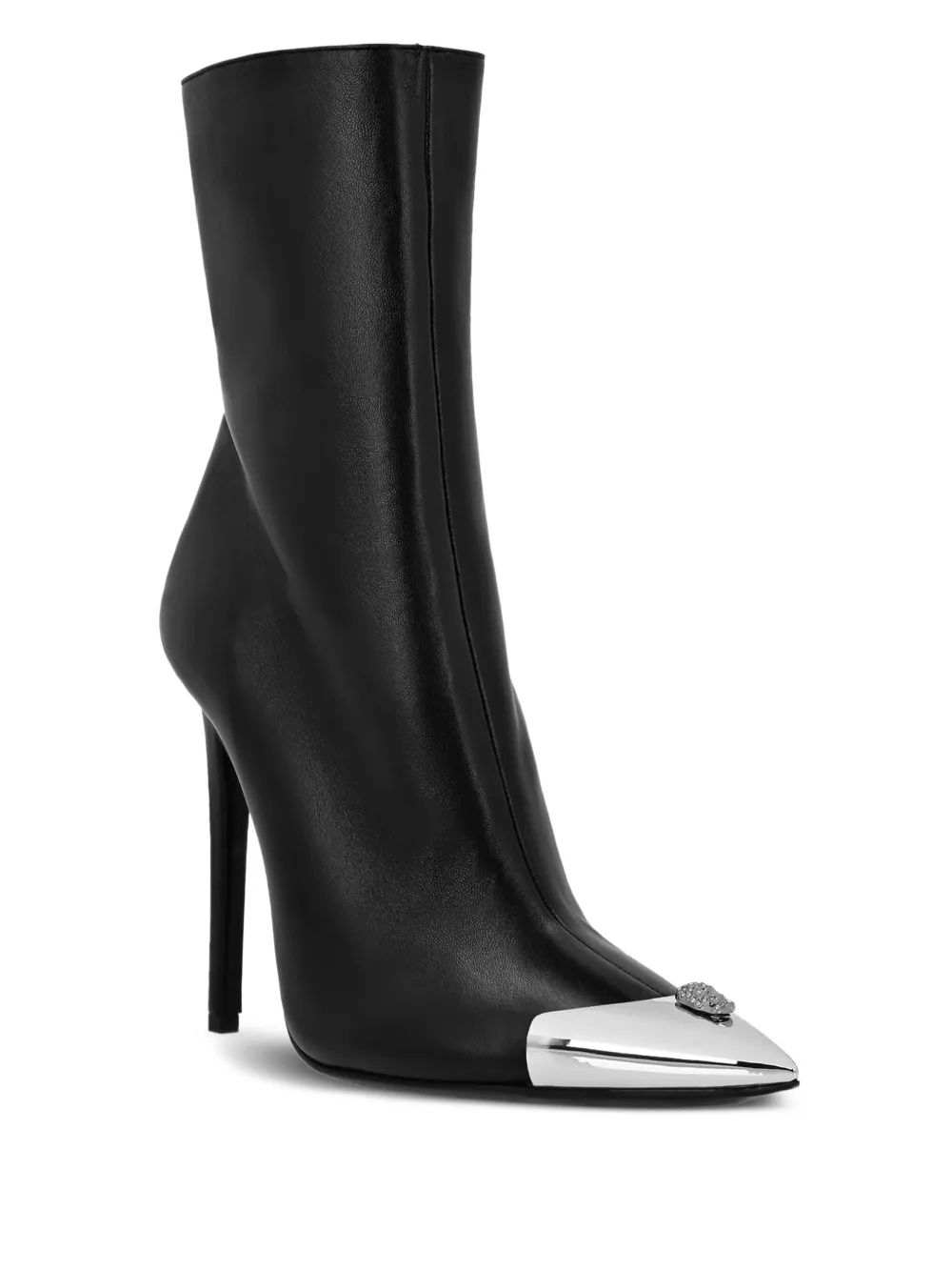 Philipp Plein Leren enkellaarzen Zwart