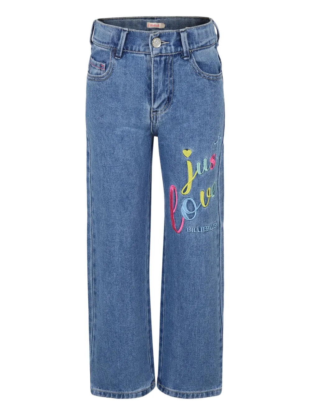 Shop Billieblush Embroidered Straight Jeans In Blue