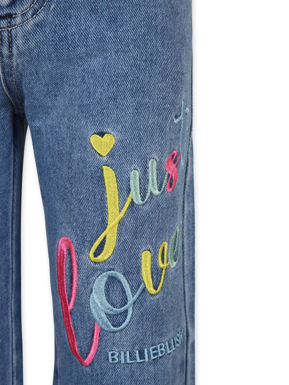 Shop Billieblush Embroidered Straight Jeans In Blue
