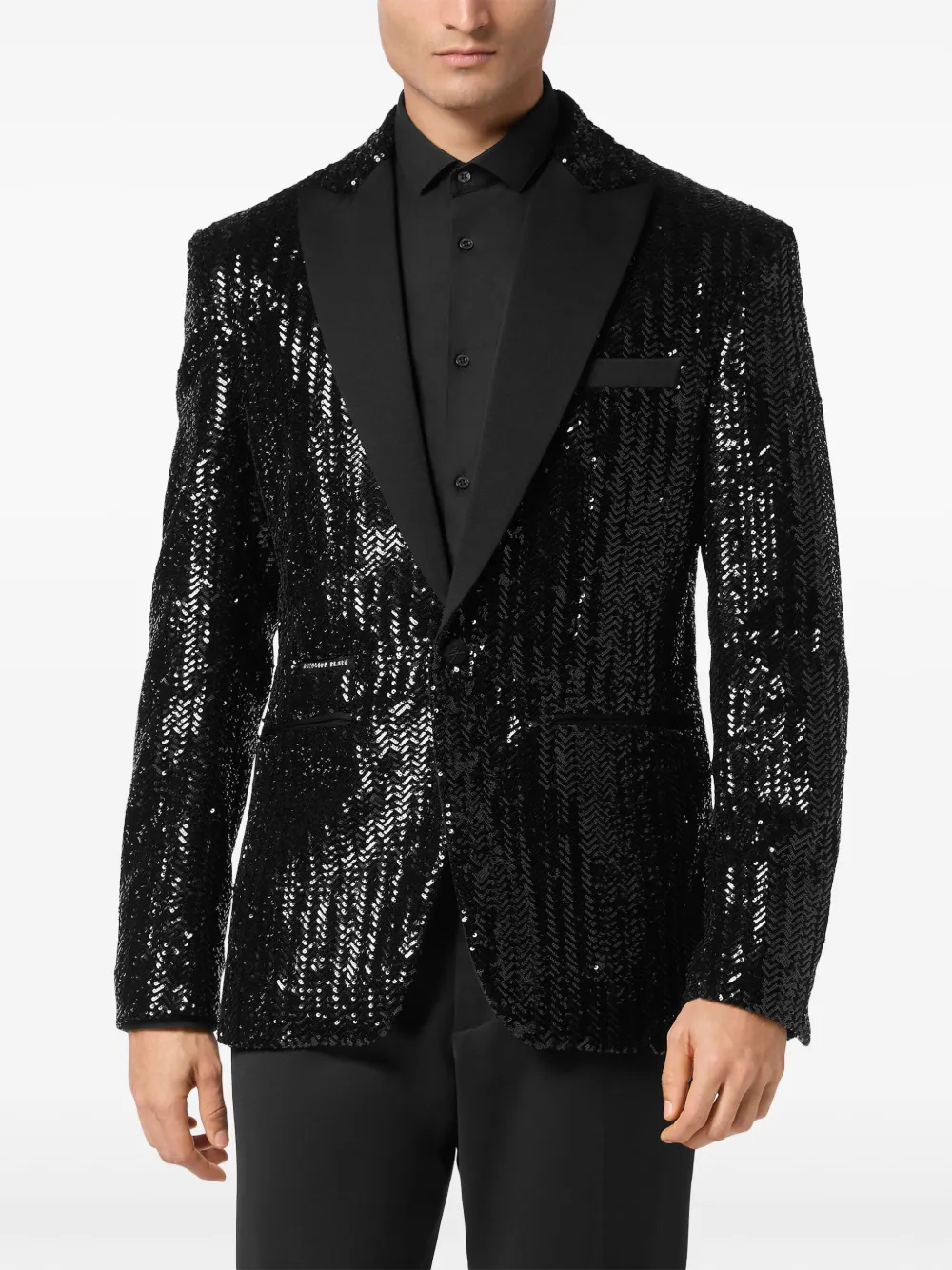 Philipp Plein Lurex blazer met borduurwerk Zwart