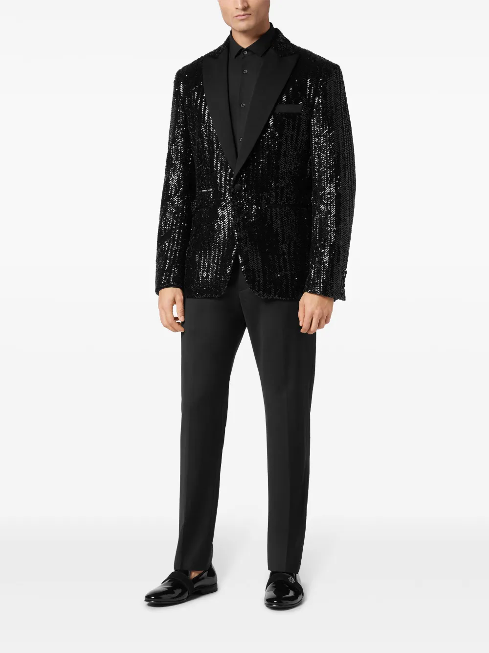 Philipp Plein embroidered lurex blazer - Black