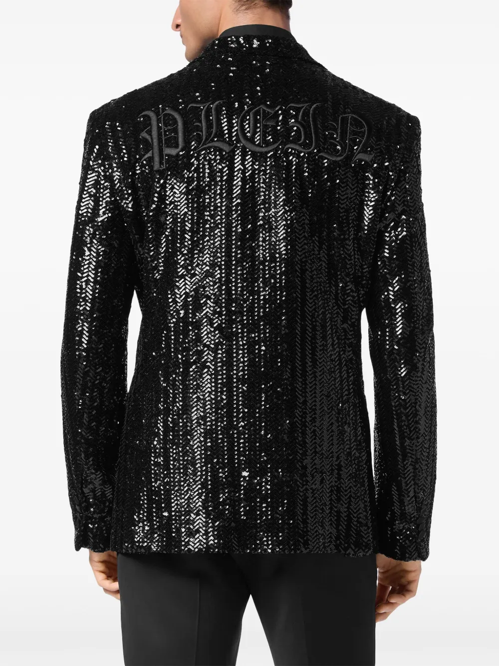 Philipp Plein Lurex blazer met borduurwerk Zwart