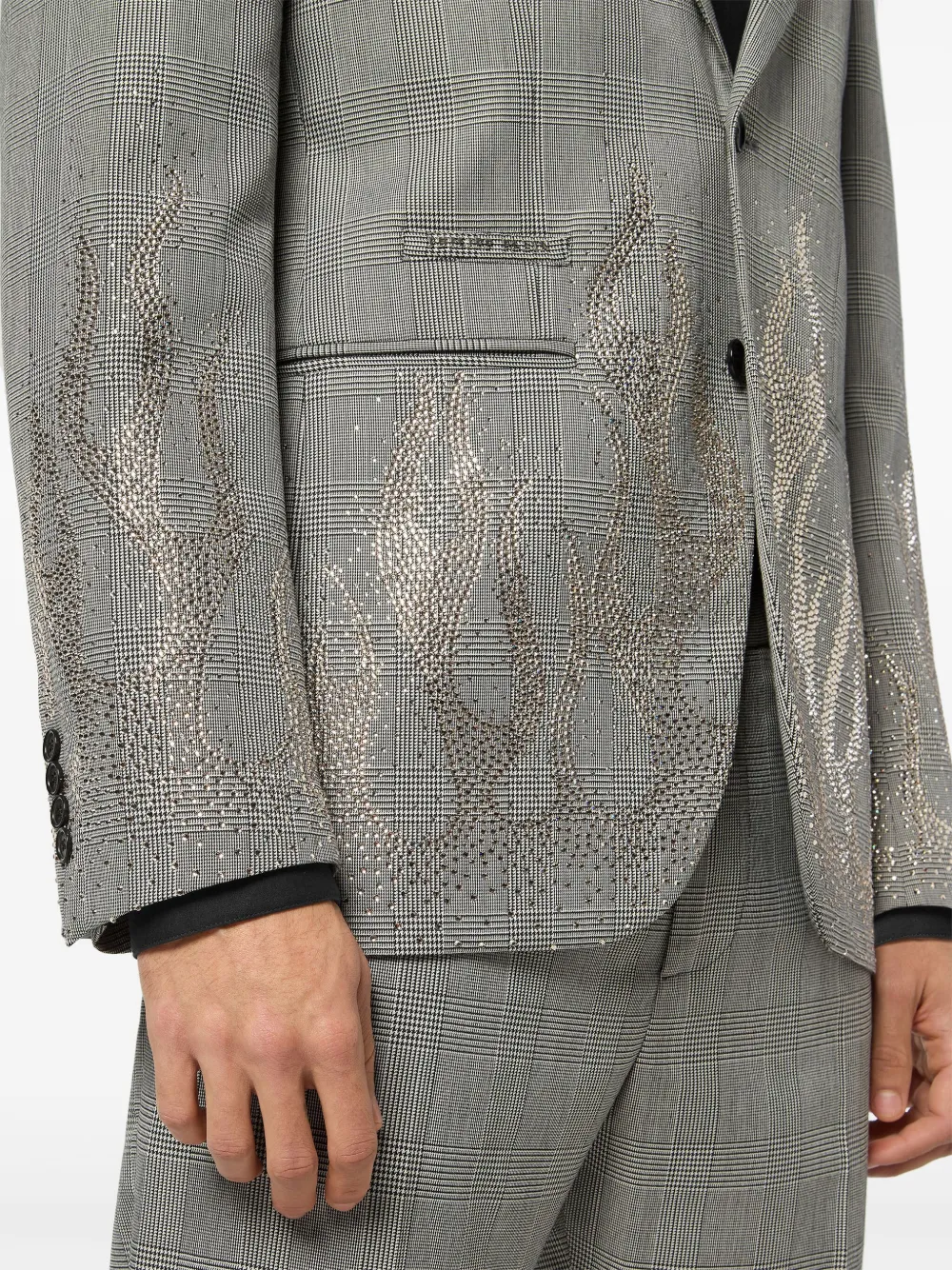 PHILIPP PLEIN RHINESTONE-FLAME EMBELLISHED BLAZER