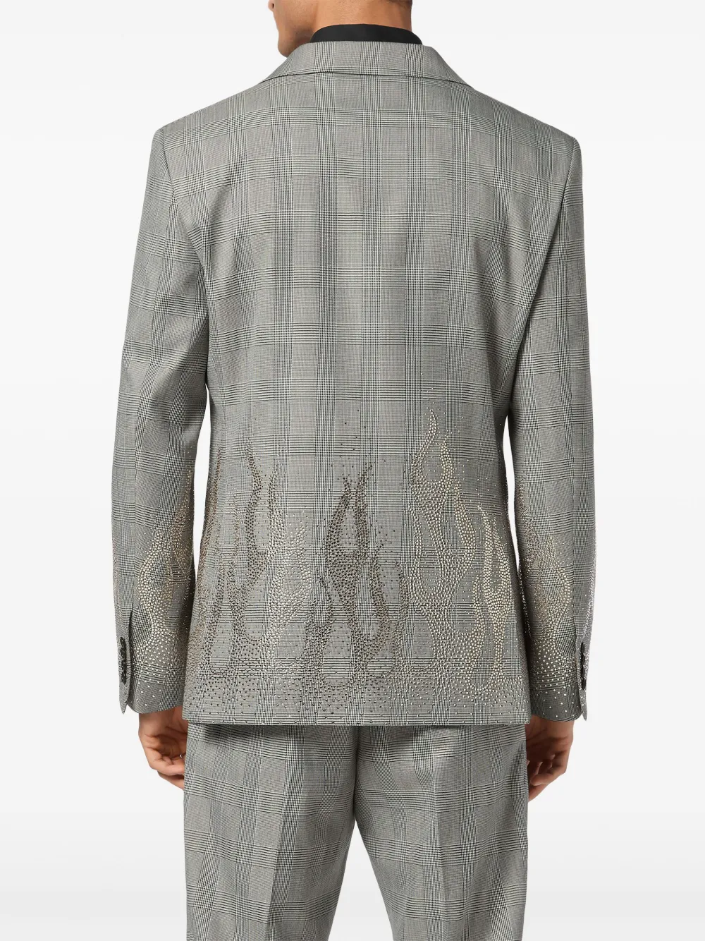 PHILIPP PLEIN RHINESTONE-FLAME EMBELLISHED BLAZER