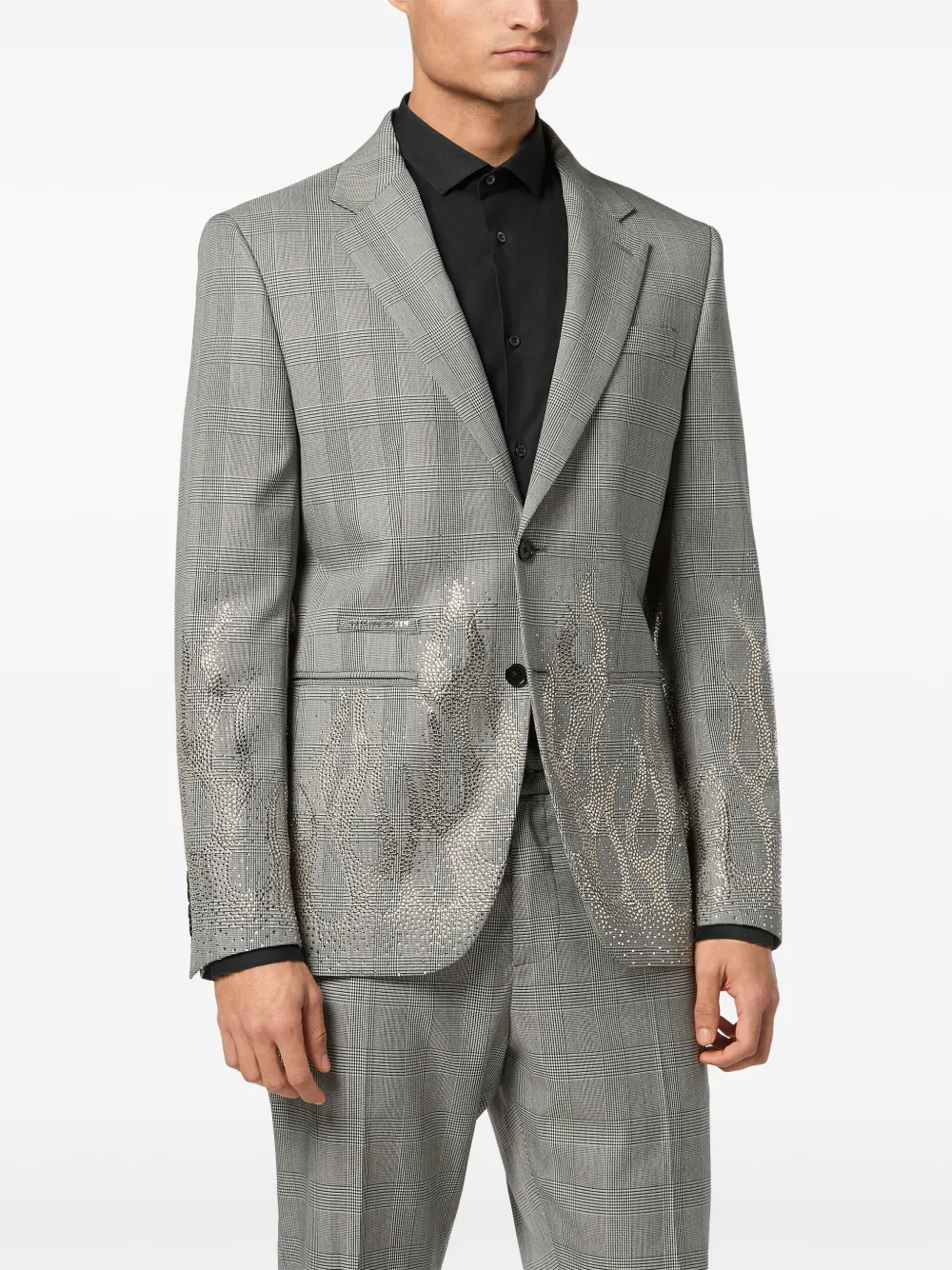 PHILIPP PLEIN RHINESTONE-FLAME EMBELLISHED BLAZER