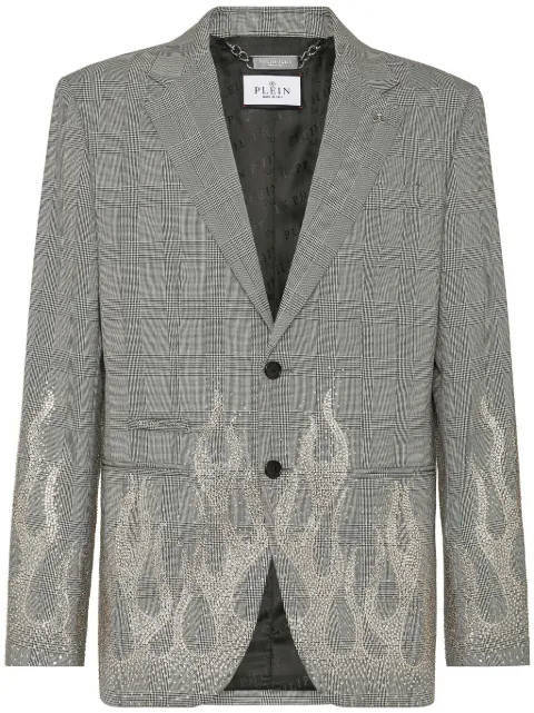 Philipp Plein blazer con motivo de llamas y detalles de strass