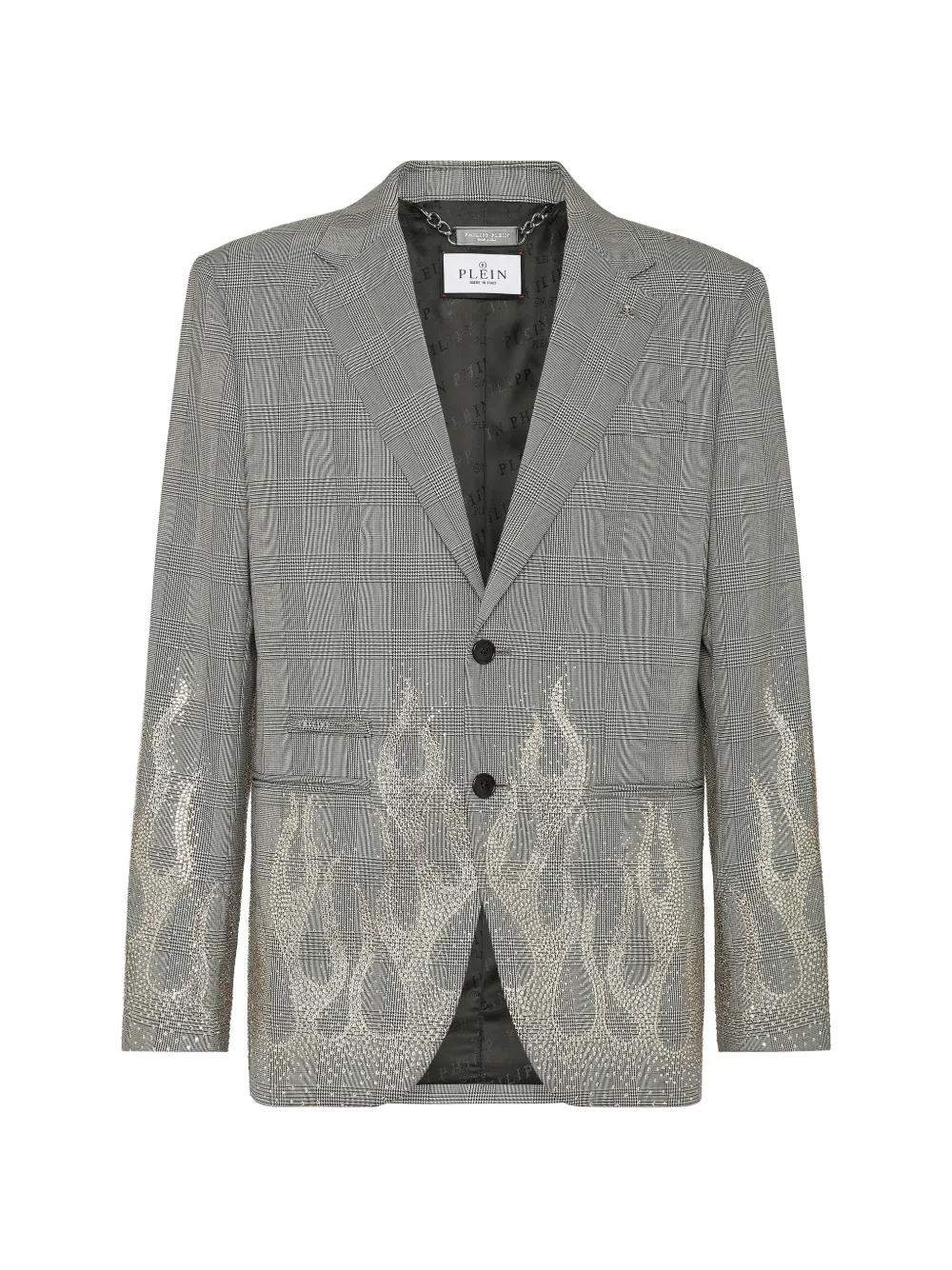 Philipp Plein rhinestone-flame embellished blazer - Nero