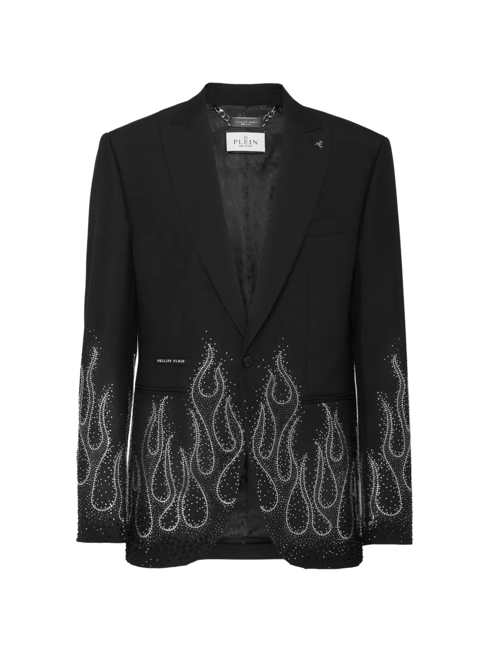 Philipp Plein rhinestone-flame embellished blazer - Nero