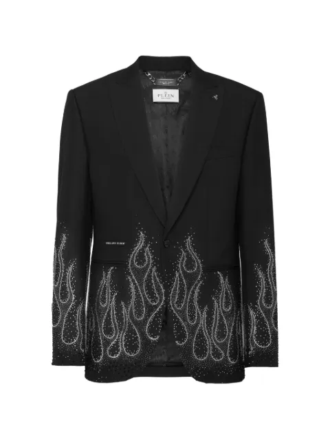 Philipp Plein gabardine blazer LS strass flame