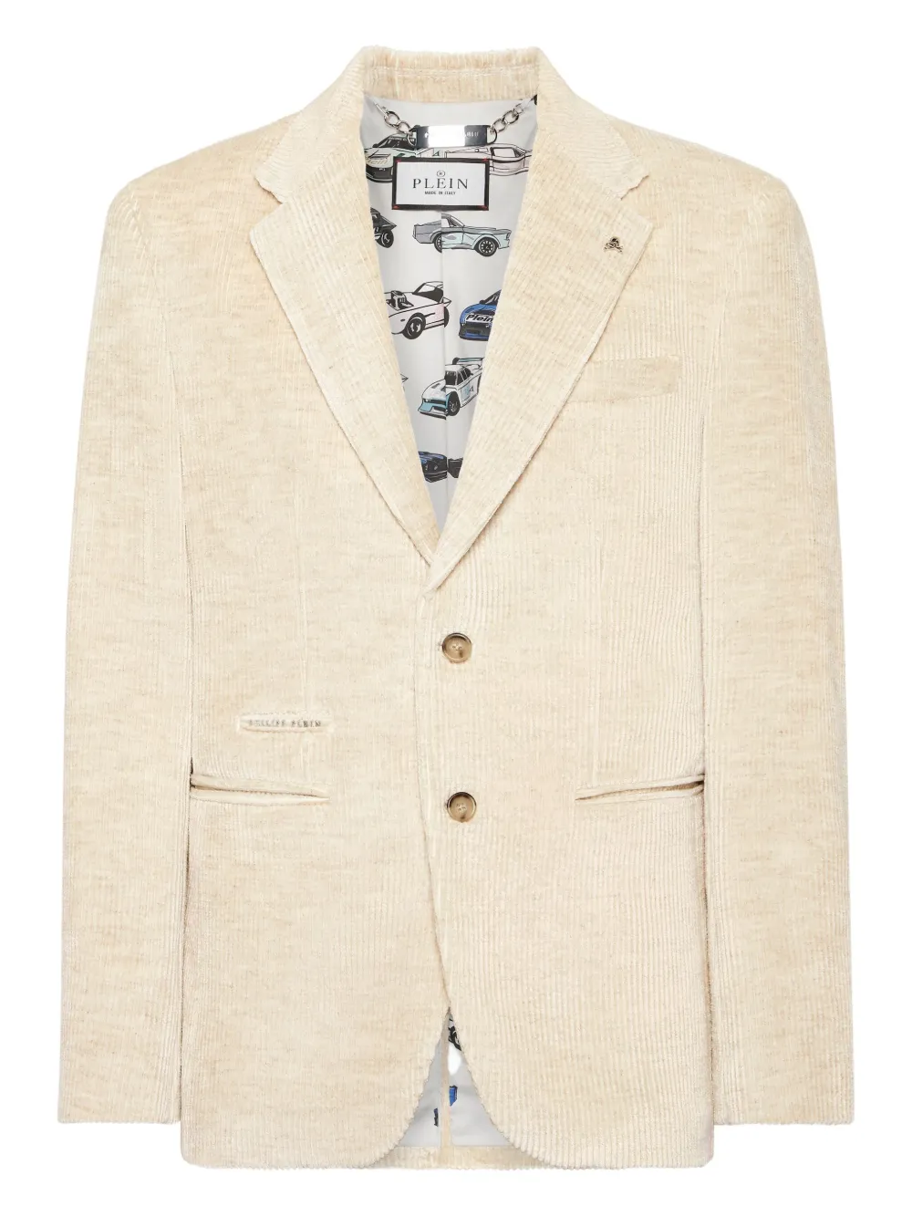Philipp Plein embroidered-detail corduroy blazer Beige