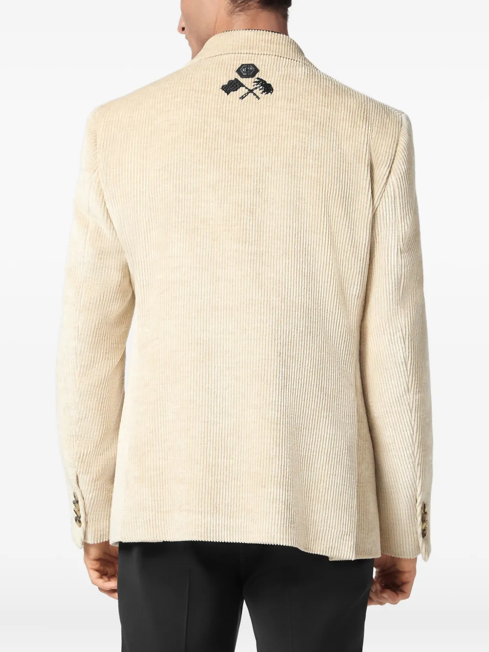 Philipp Plein embroidered-detail corduroy blazer Beige