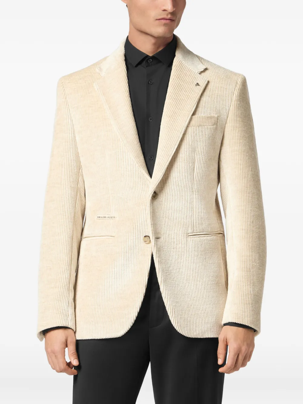Philipp Plein embroidered-detail corduroy blazer Beige