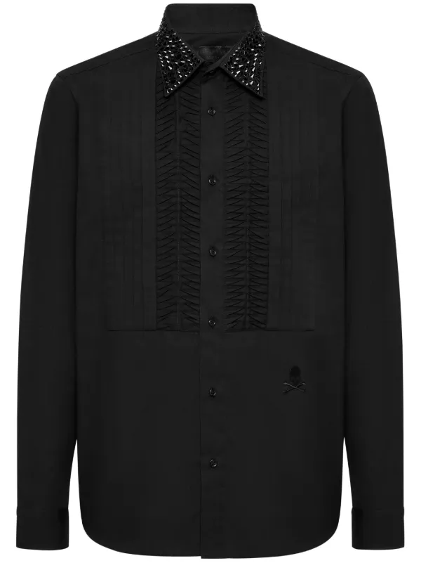 slim fit dress slacks Dolce & Gabbana Black Gold Cross Embellished Men Dress Shirt IT40 main image 1