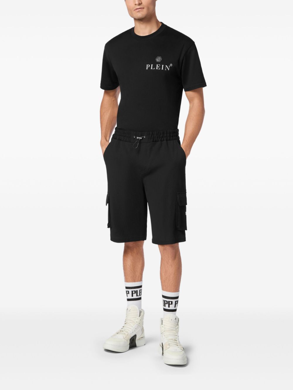 Philipp Plein cotton cargo shorts - Zwart