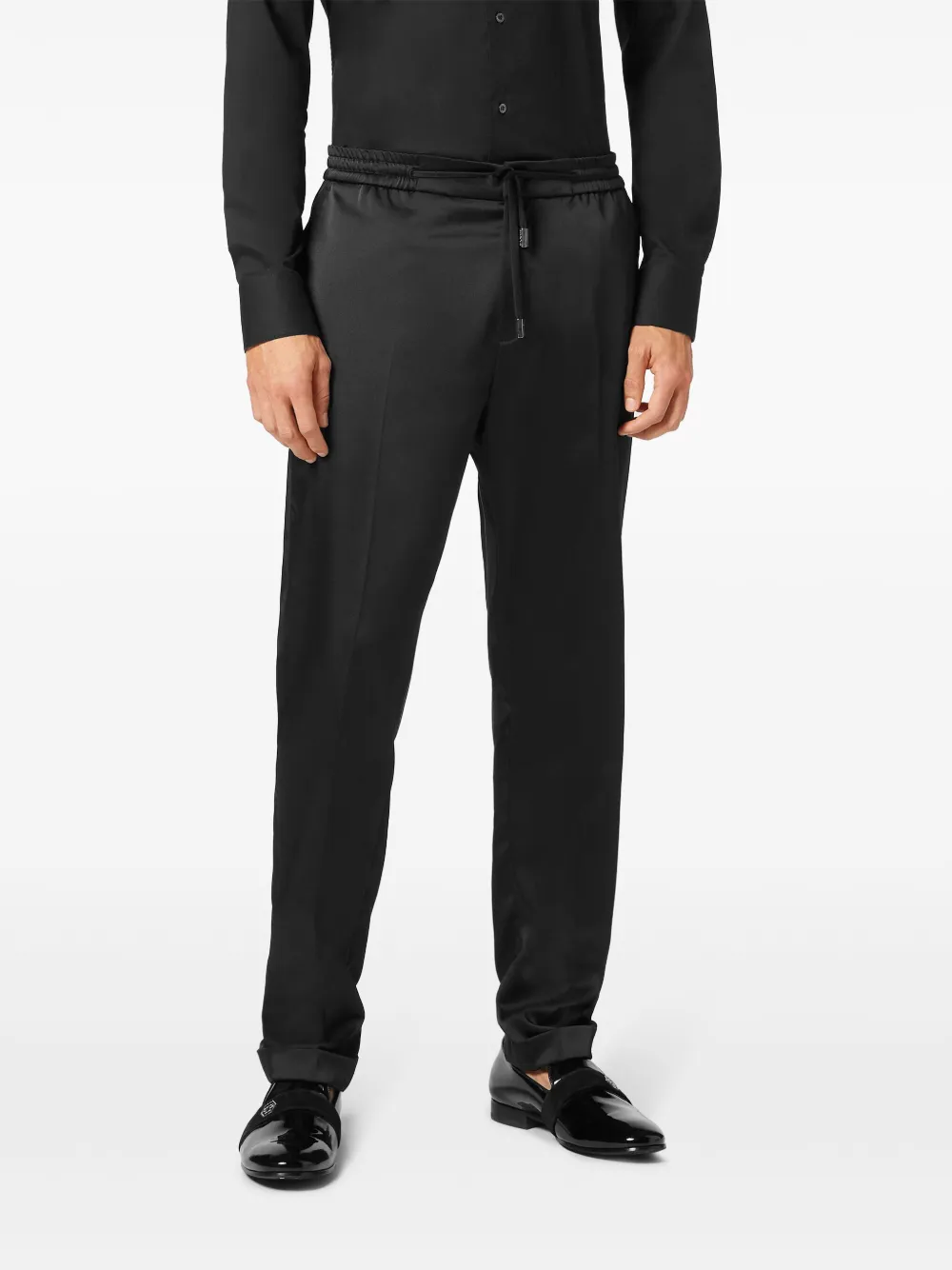 Shop Philipp Plein Satin Tailored Trousers In Black