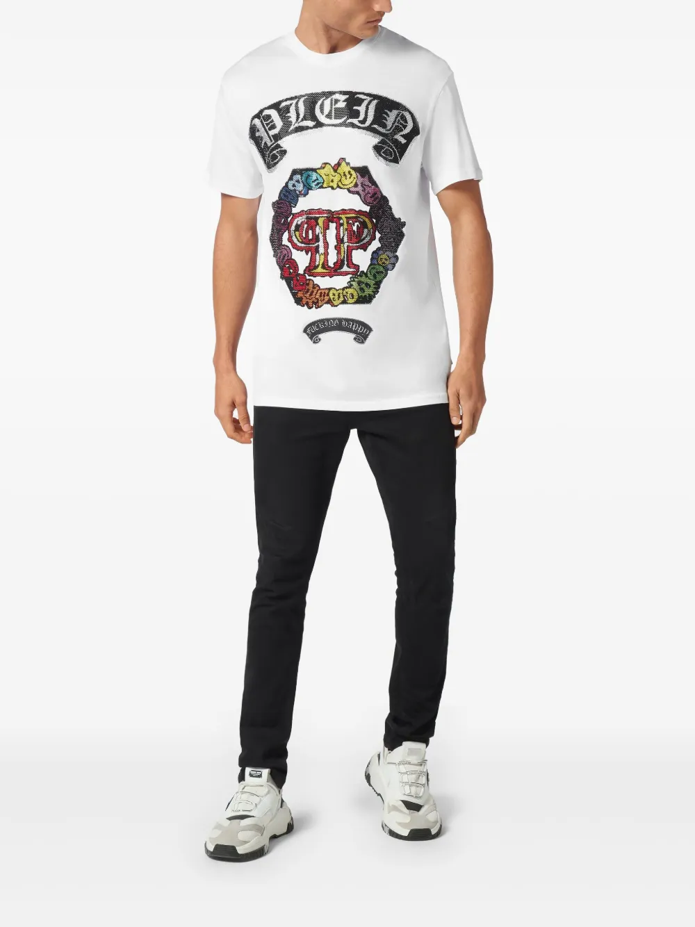 Philipp Plein SS Strass Smile T-shirt - Wit