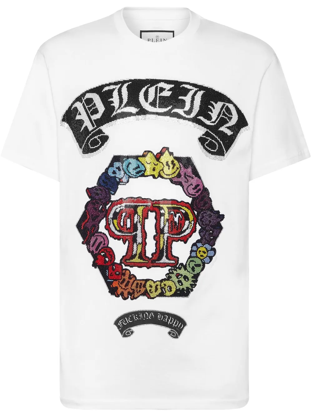 Philipp Plein SS Strass Smile T-shirt Wit