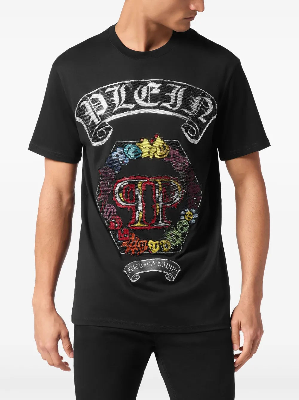 Philipp Plein SS Strass Smile T-shirt - Zwart