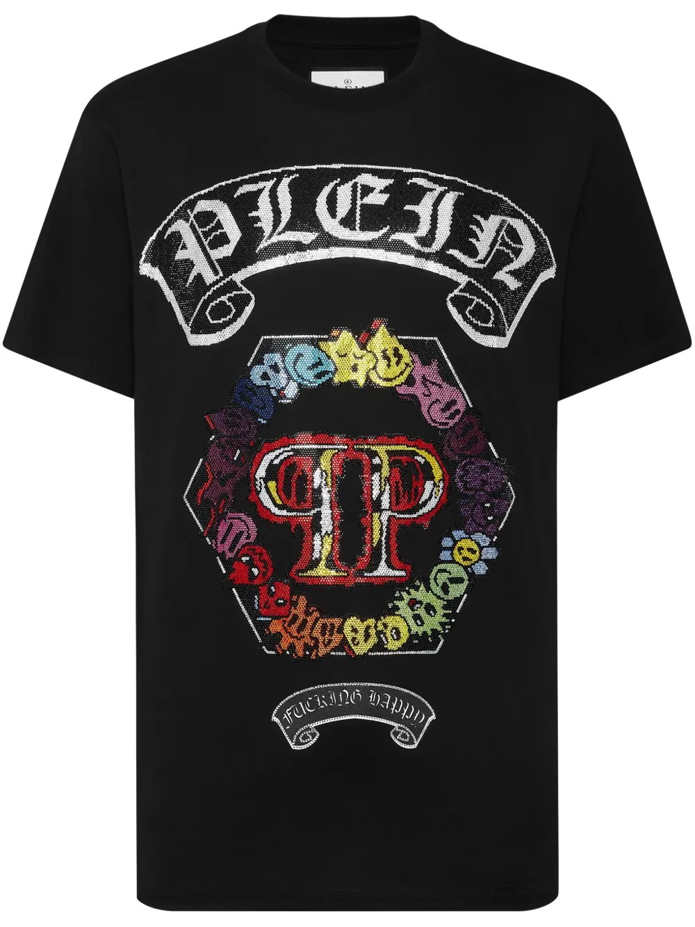 Philipp Plein SS Strass Smile T-shirt Zwart