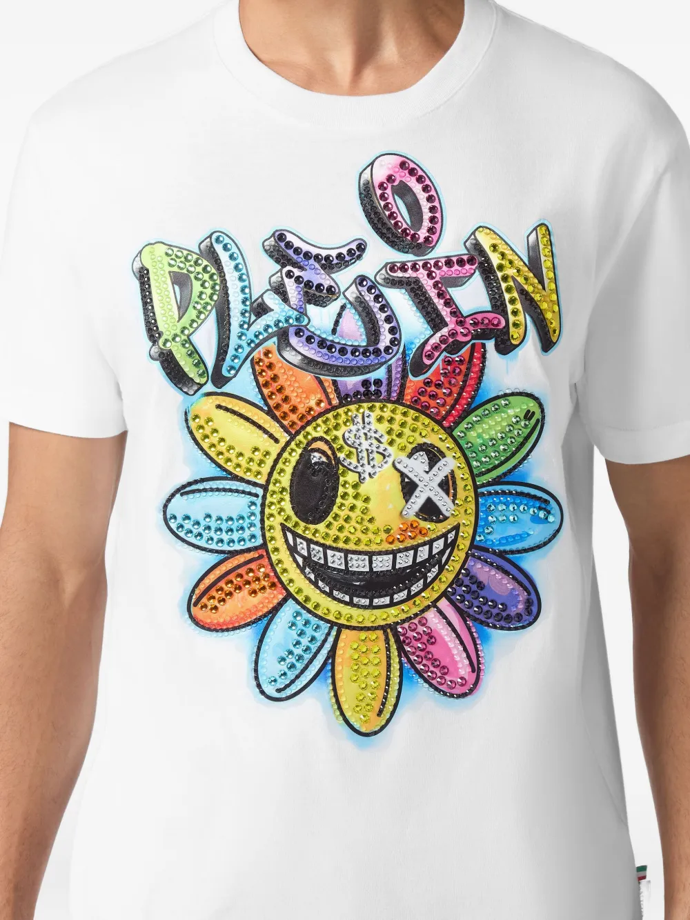 Philipp Plein stone-embellished flower T-shirt Wit