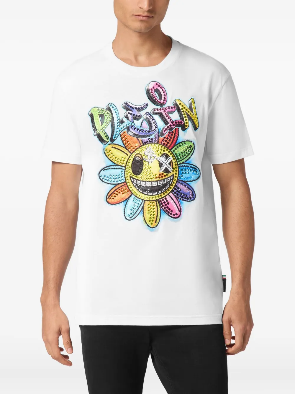 Philipp Plein stone-embellished flower T-shirt Wit