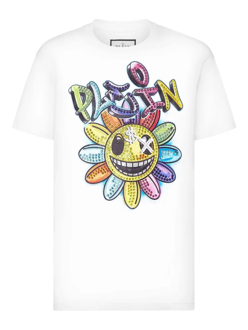 Philipp Plein stone-embellished flower T-shirt Wit