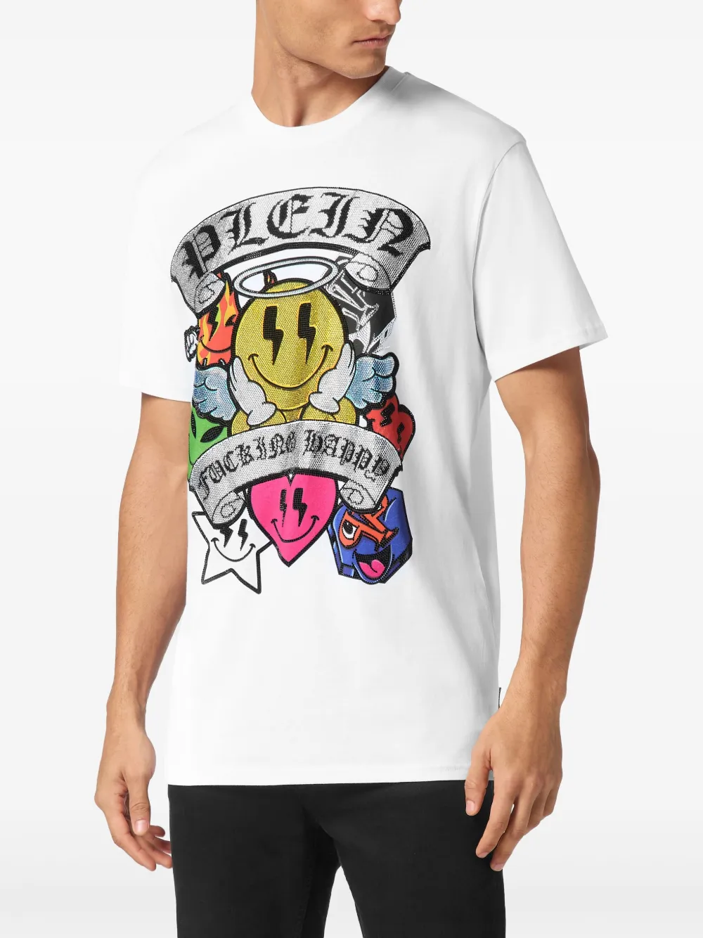 Philipp Plein SS Strass Smile T-shirt Wit